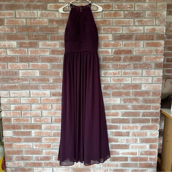 Bill Levkoff 1161 Bridesmaid Gown Dress Formal Open Back Halter Women’s 8 Purple - Picture 2 of 10